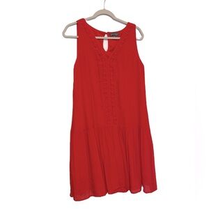 Luxology sleeveless beach flowy lined dress, red size 10